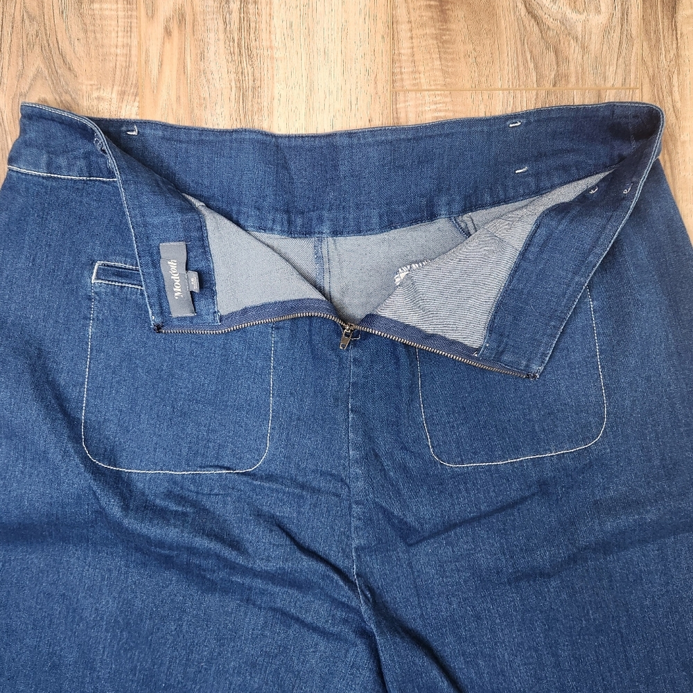 ModCloth Daydream Wide Leg Flare Jeans 16 Zip Back Retro Stylish - Picture 9 of 11